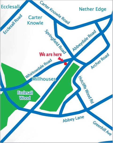 Chiropractic Sheffield UK map